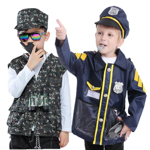 Toptie Toddlers Soldier & Police Officer Costume Set, Kids Halloween Costumes 3 - 6 Years Old