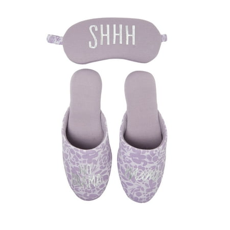 Dearfoams Women's Novelty Scuff with Eye Mask slippers