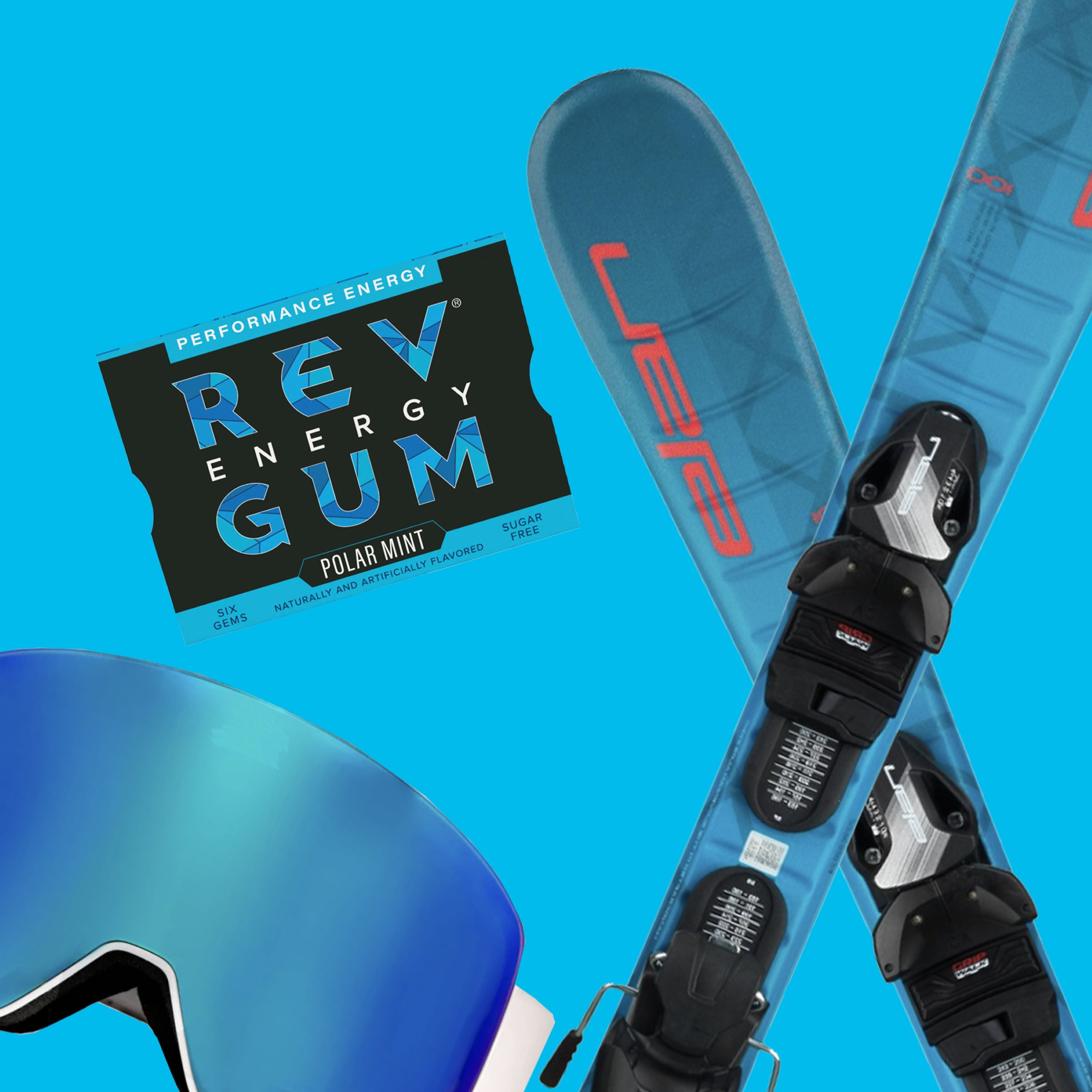 (2 pack) Rev Gum Sugar Free Polar Mint Energy Gum, 6 Pieces