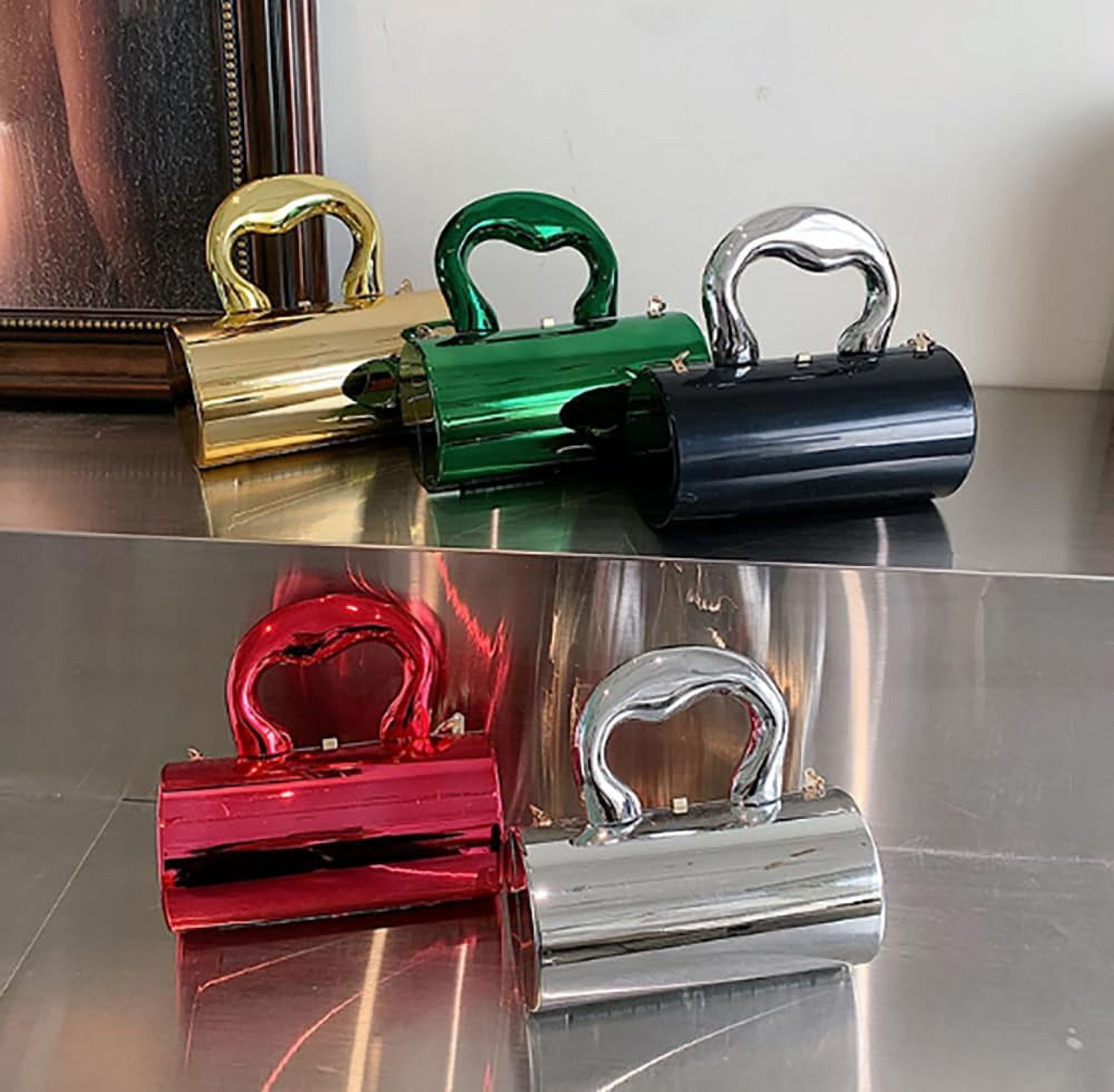 HLSOHJP Acrylic Evening Clutch Women Chic Metal Purses Shiny Barrel-Shaped Handbag Crossbody Bag for Wedding Parties