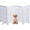 Antique White, variant on Free Standing Dog Gate – 4 Panel Foldable Wooden pet gate Indoor 56" W x 28" H, Hand-Carved Solid Wood & MDF, Portable Indoor Gate for Doorways, Halls, Stairs – Fully Assembled, Burnt Finish