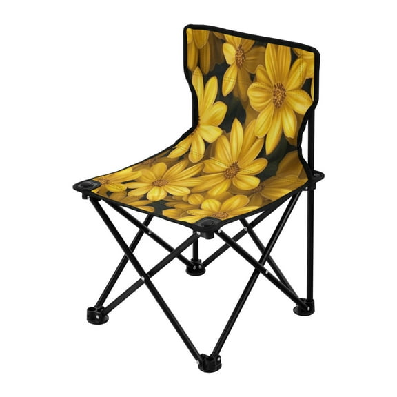 Outdoor Folding Chair 14.46x14.46x22.83 Inches, Camping Folding Chair Easy to Carry Ideal for Outdoor Picnics Camping Park Fishing Yellow Chrysanthemum Seamless