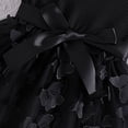 thumbnail image 4 of Girls Tulle Dress with 3D Butterfly Appliques Satin Bow Belt Ruffled Short Sleeves A-Line Kids Party Dress for Birthday Wedding Black Ages 3-10,Size 7-8T, 4 of 7
