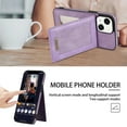 thumbnail image 4 of Dteck Leather Wallet Case for iPhone 13 with RFID Blocking Card Slots Magnetic Button Kickstand Function Business Style Men Women Case For iPhone 13,Purple, 4 of 7