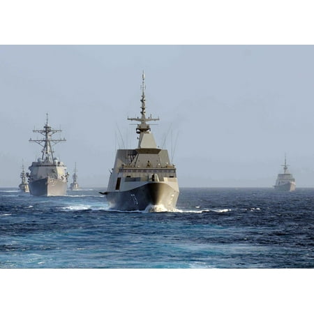Supreme Teddy Center - Canvas Print The Singapore Navy frigate RSS Supreme (FFG 73), center, leads the guided missile destroyer USS Chun Stretched Canvas 10 x 14