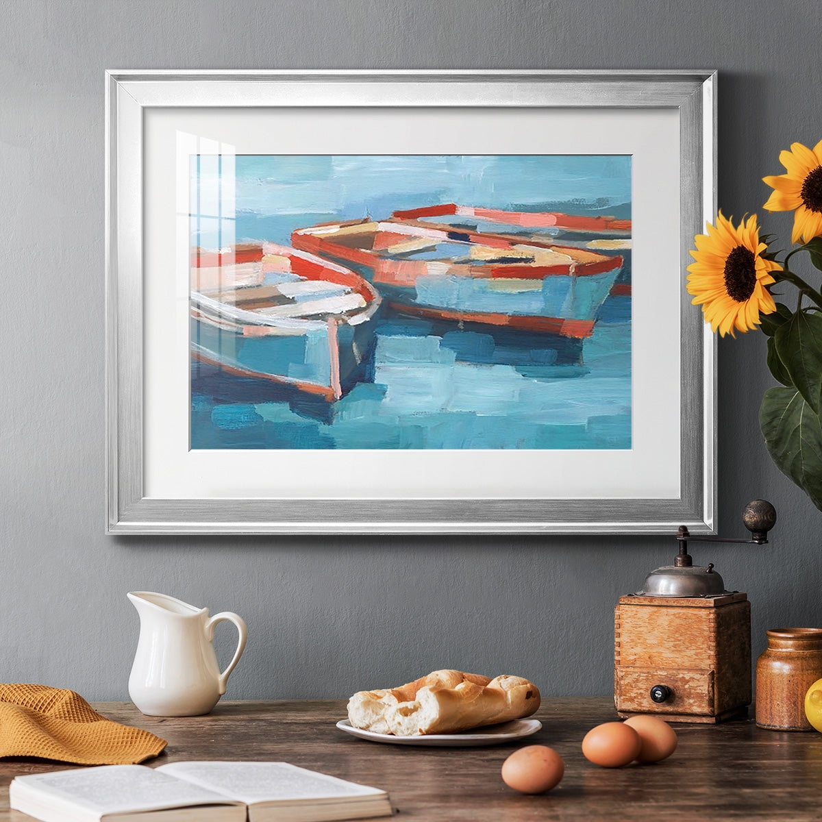 Primary Boats II Premium Framed Print - Ready to Hang