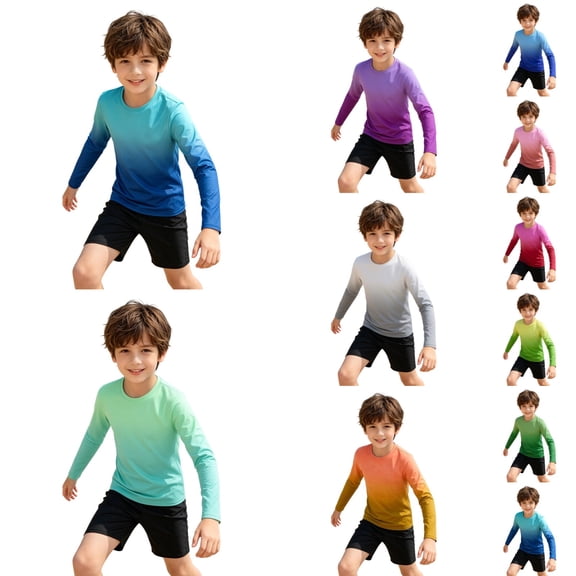 Shadoumai Boys UPF 50 Rash Guard Swimsuit with Anti-Chafe Compression Liner Top for Youth