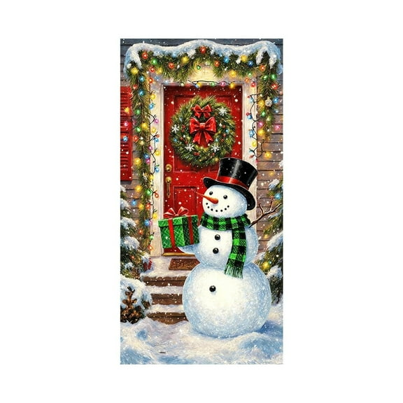 Cheapark 35 X 72 Inch Christmas Door Cover Curtain - Festive Printed Decor, Vibrant Door & Wall Accent for Christmas Day Parties Indoor Outdoor Home Celebrations