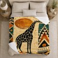 thumbnail image 5 of Vintage African Tribal Giraffe Mosaic Sun, Cozy Friendship Quote Scene, Warm Flannel Blanket for Living Room and Reading Nook, Art Lovers Friendship Gift, Artistic Home Decor, 5 of 9