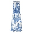 thumbnail image 3 of Blue and White Toile de Jouy Long Dress loose wom's dress cute dress Wom's long ladies dresses for wom02, 3 of 6