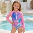 thumbnail image 2 of Swim Suits for Girls One Piece Surfing with Long Sleeve Sun Zip Up Ruffles Bathing Suit, 2 of 7