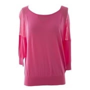Women's Petite Mesh Inset 3/4 Sleeve Sweater
