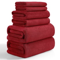 Beartech 6 Pack Bath Towel Set,Microfiber Towel Set,2 Bath Sheet,2 Hand Towel,2 Washcloth,Ultra Soft & Quickly Dry Bathroom Towel Set,Plush Highly Absorbent Shower Towel For Hotel Spa-Wine Red