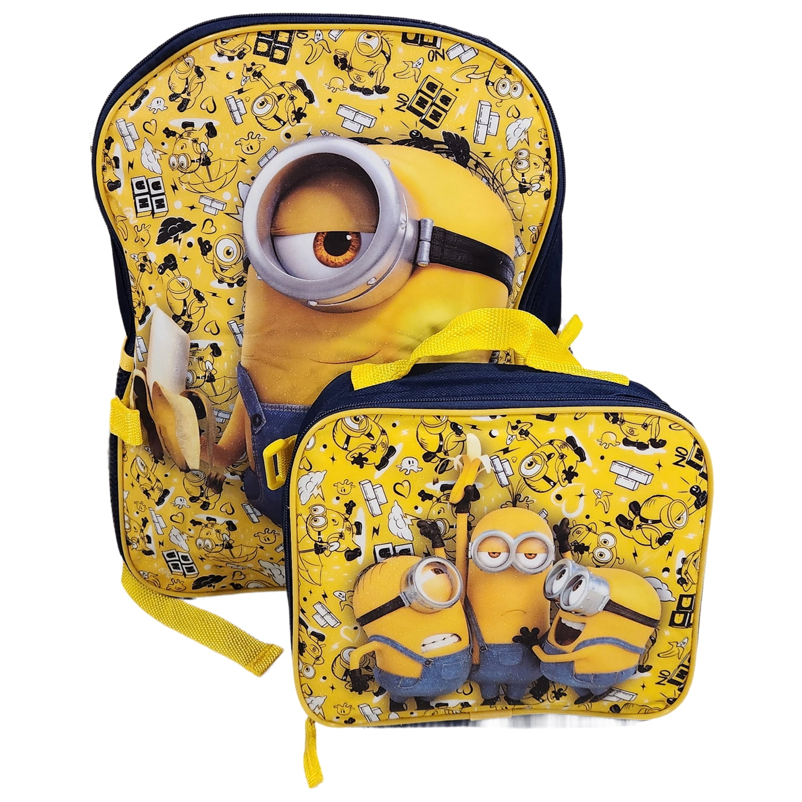 Minions "Huh?" Full Size 16 Inch Backpack with Detachable Lunch Box 2 pieces set