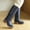 Blue, variant on Women Round Toe Warm Knee High Boots Plus Size Mid Heel Quilted Fabric Tall Boots Non Slip Outsole for Fall Winter Commuting Travel White