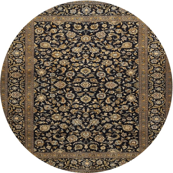 Ahgly Company Machine Washable Indoor Round Traditional Tiger Orange Brown Area Rugs, 4' Round