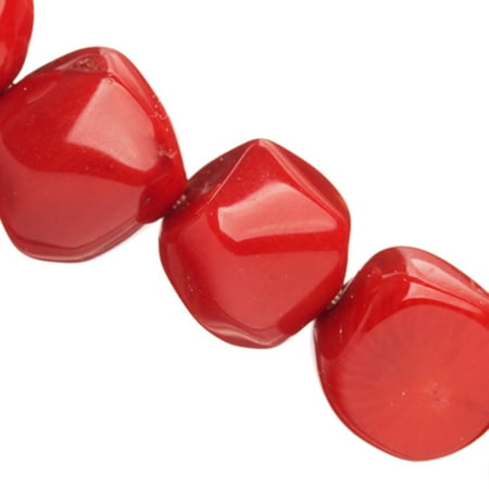 Bamboo Coral Beads - Nugget Dyed Red Coral Beads x13~14mm Sold per pkg of 15Inch per string
