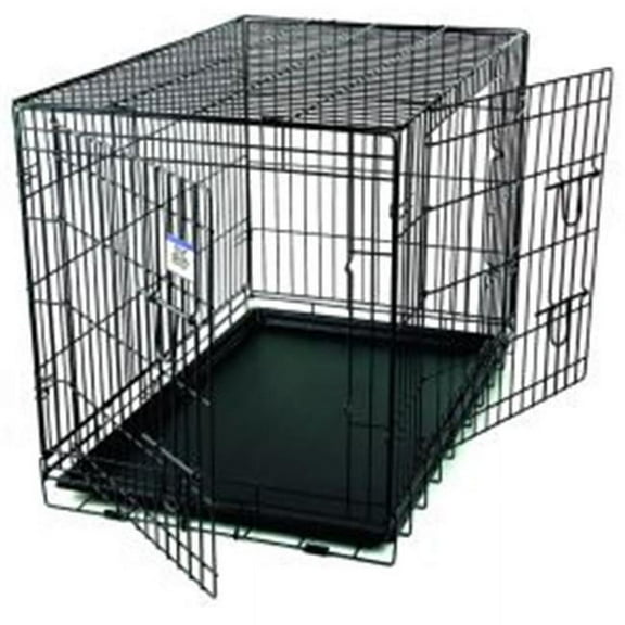 WCLRG 36 x 24 x 27 in. Large Black Double Door Wire Pet Crate