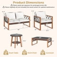 thumbnail image 3 of Costway 5 PCS PE Wicker Patio Furniture Set with Acacia Wood Frame Cushions for Deck Garden Mix Brown + Off-White, 3 of 11