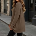 thumbnail image 3 of Pounoo Womens Sweatshirts V Neck Long Sleeve Drop Shoulder Waffle Knit Textured Curved Hem Pullover Sweatshirt Loose Fit Lazy Loungewear Womens Tops, 3 of 9