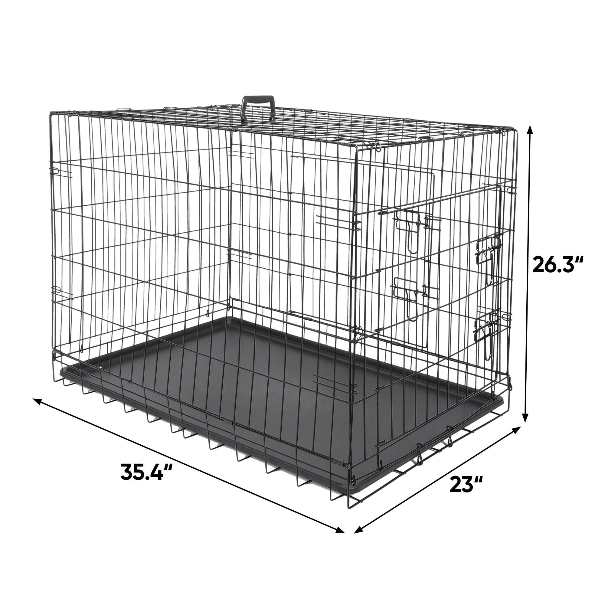ZENY 30 inch Dog Crate Double Door Folding Metal Dog or Pet Crate Kennel with Tray and Handle 