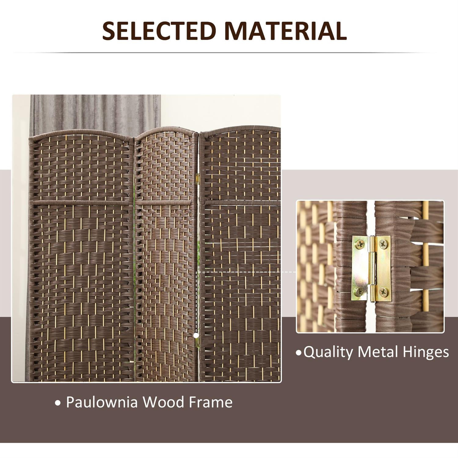 Demi Bonn 3-Panel Folding Room Divider Screen, 6' Tall Privacy Screen for Home Office, Wood Partition Panel with Freestanding Design, Brown