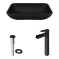thumbnail image 2 of VIGO Matte Shell Sottile Glass Rectangular Vessel Bathroom Sink in Black with Amada Faucet and Pop-Up Drain in Matte Black, 2 of 10