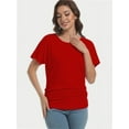 thumbnail image 5 of Women's Short Sleeve Boat Neck Dolman Top with Side Shirring, 5 of 6