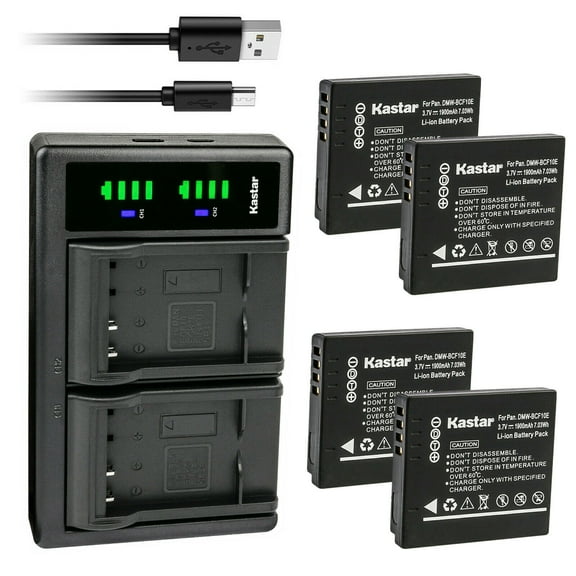 Kastar 4-Pack Battery and LTD2 USB Charger Replacement for Panasonic Lumix DMC-FX70, Lumix DMC-FX75, Lumix DMC-FX550, Lumix DMC-FX580, Lumix DMC-FX700, Lumix DMC-F2, Lumix DMC-F3, Lumix DMC-FH1 Camera