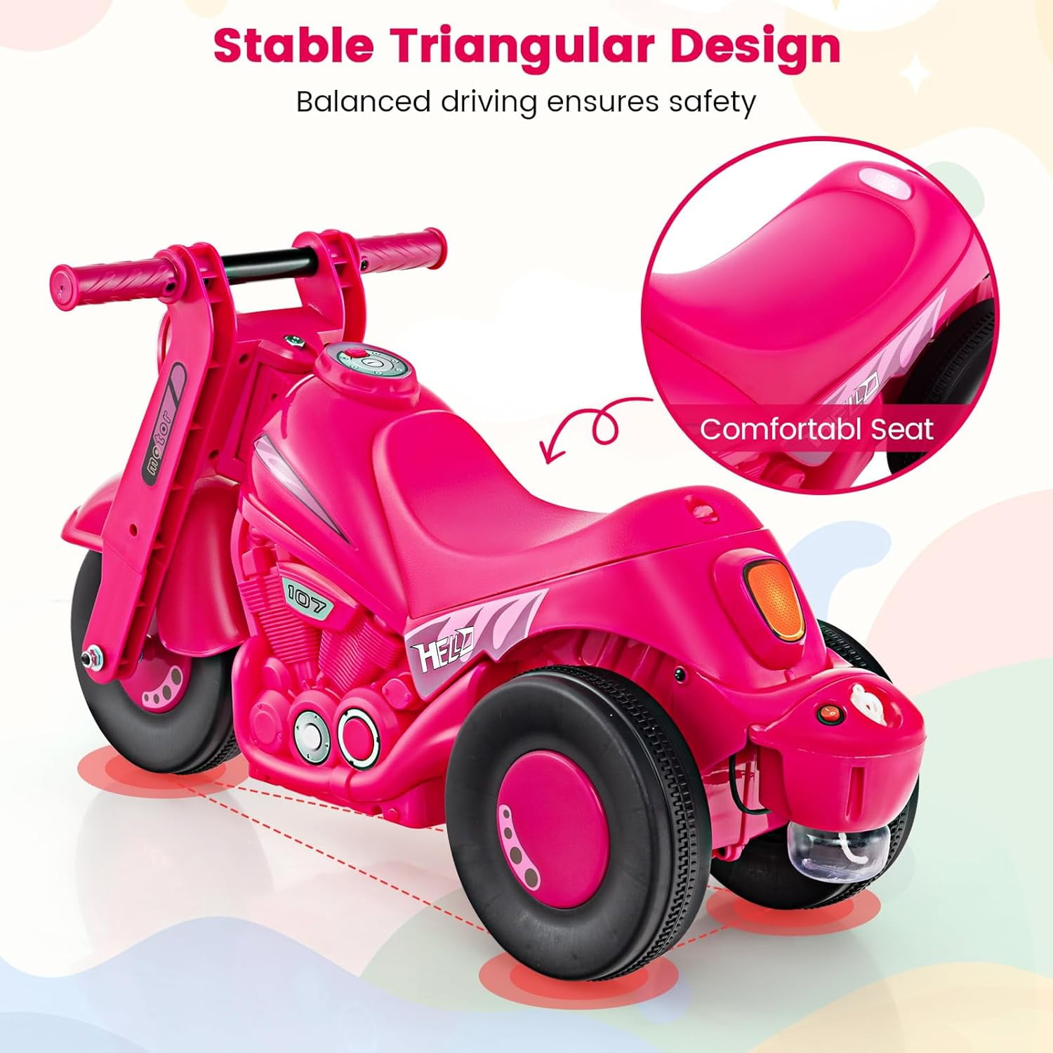 OLAKIDS Ride on Push Car, Foot-to-Floor Sliding Car for Toddlers Kids Motorcycle with Bubble Maker, Music, 3 Wheels Ride on Toys Gift for Boys Girls Aged 3-5 Years