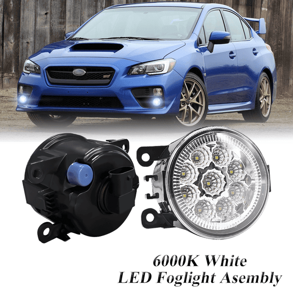 Pair Round LED Fog Lights for Subaru WRX 2015-2021, 55W White Clear Off-Road Lamps Black Front Bumper LED Fog Lights Assembly