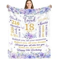 thumbnail image 1 of LHSHID 18th Birthday Blanket Gifts 18 Years Old Purple Floral Gift for Girls 18th Birthday Decorations for Daughter Friends 18th Bithday Soft Throw Blanket 40"x50", 1 of 6