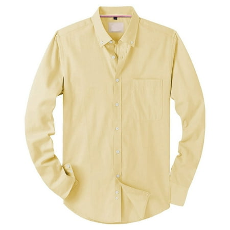 Polo Shirts for Men Peach Long Sleeve Top Casual T Shirt for Men Long Sleeve Running Shirts Athletic Tops Athletic Shirt Fitted Beach Tee under Scrub Polyester Spandex Top S T Yellow S