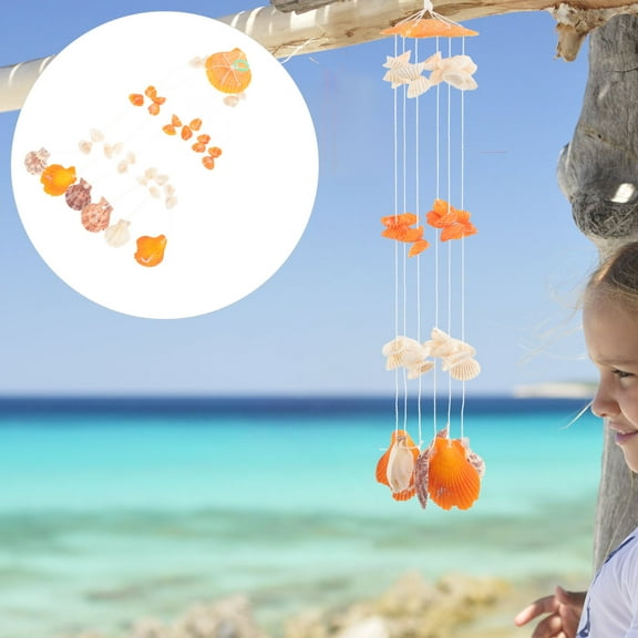 EXHUMKY Multicolor Shell Wind Chime Hanging Decor with Soothing Sounds for Relaxing Home Ambiance