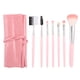 thumbnail image 1 of Juego de brochas de maquillaje portátil, 7 Uds., herramienta de belleza para principiantes con bolsa para brochas de PU (rosa), 1 of 8