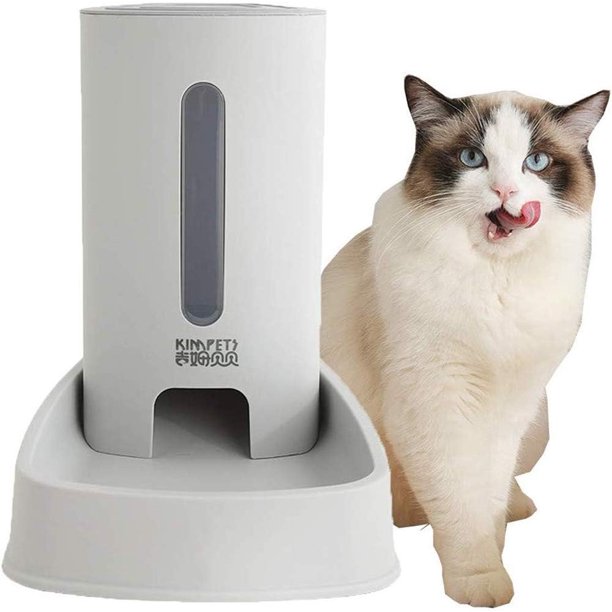 Automatic Cat Food Feeder Dog Feeder Puppies Dog Water Bowl Gray,Food