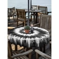 thumbnail image 3 of Round Outdoor Tablecloth With Umbrella Hole And Zipper– Abstract Explosion Tie Dye Waterproof Patio Table Cover for Party, Picnic, Backyard, 60" Dia. , Black White, 3 of 8