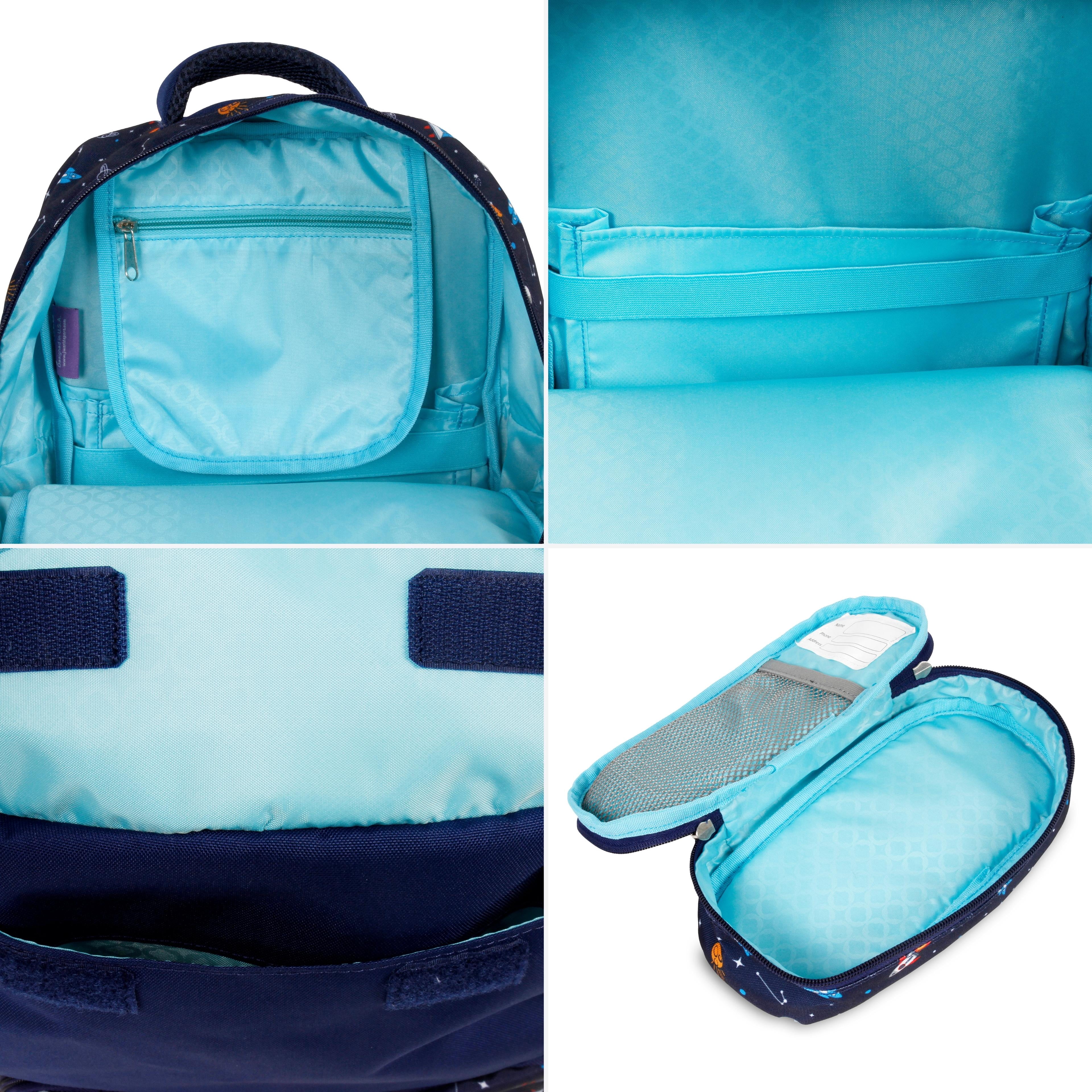 J World Boys Sprout Kids 15" Backpack with Pencil Case for School, Spaceship