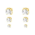 thumbnail image 2 of 3 Pair Cubic Zirconia Stud Earrings Set - Classic Round Crystal Studs in Gold Tone Jewelry Earring Gold, 2 of 7
