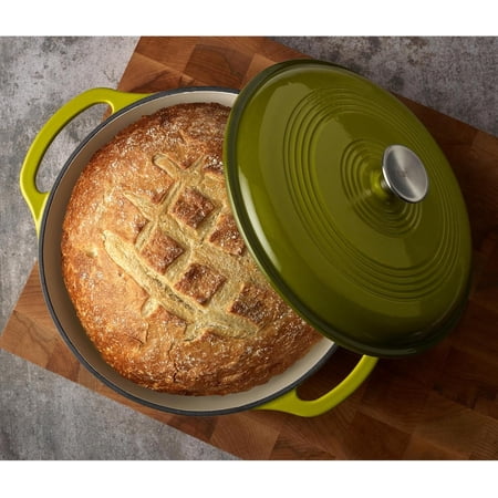 Enameled Cast Iron Round Dutch Oven, 6 Qt., Avocado - Perfect for Baking, Roasting & Braising