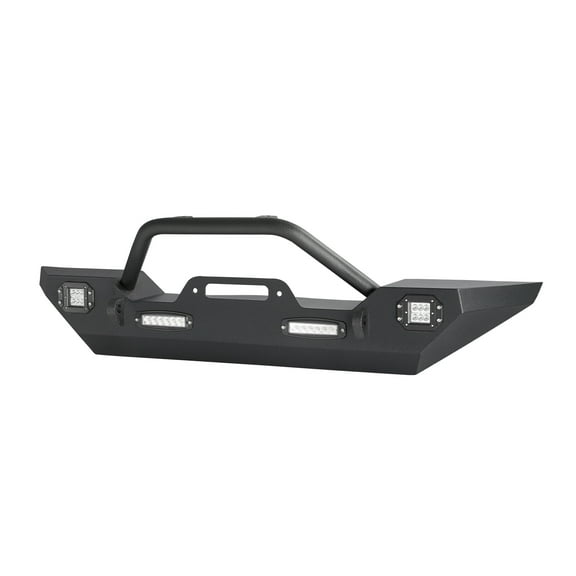 KFFKFF Front Bumper for 2018-2024 Jeep Wrangler JL JLU & Gladiator JT - Includes LED Light Bars, Work Lights, Winch Plate, and D-Ring Mounts