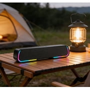 Bluetooth Soundbar with RGB Lights, 20W Home Theater Speaker, 4 Dynamic Light Modes, Built-in 2000mAh Battery, Compatible with TV, PC, Phone, Tablet