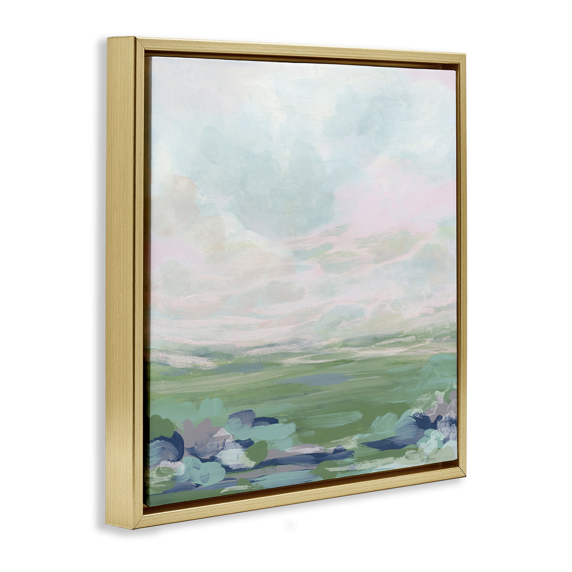 Stupell Industries Faded Grassland View Landscape & Nature Painting Gold Floater Framed Canvas Art Print Wall Art, 25 x 25