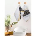 thumbnail image 2 of Marble Black Kitchen Dish Towels for Drying Dishes Set of 2, Gold Foil Ceramic Style Cracks Scratches Waffle Weave Microfiber Hand Tea Bathroom Towels Quick Dry & Absorbent Towel 12x12, 2 of 7