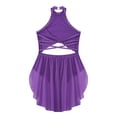 thumbnail image 4 of Rswnyirn Kids Girls Lyrical Dance Dress Sleeveless Front Cutout Backless Leotard Dress Modern Ballet Purple 14, 4 of 9