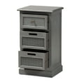 thumbnail image 3 of Baxton Studio Sheldon Modern and Contemporary Vintage Grey Finished Wood and Synthetic Rattan 3-Drawer Nightstand, 3 of 9