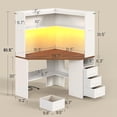 thumbnail image 2 of 31.5" Farmhouse Corner Office Desk with 3 Drawers and Storage Shelves, Triangular Corner Computer Desk with LED Lights for Small Space, Home Office Desk, 2 of 7