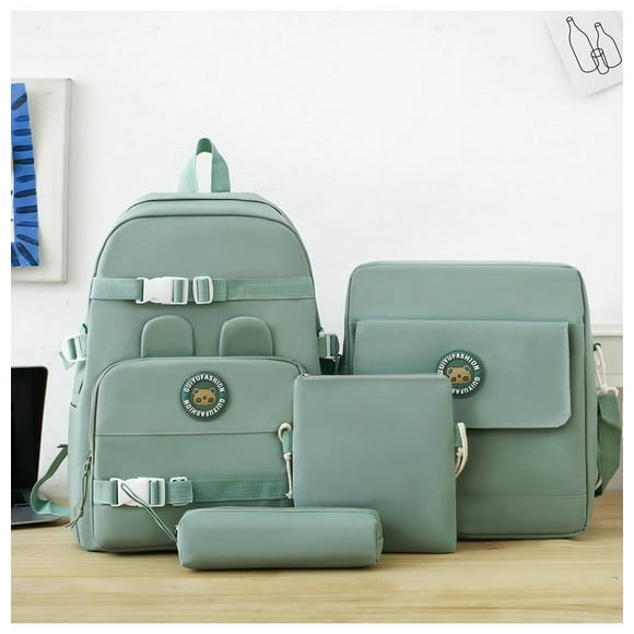 pstuiky Backpack with Lunch Bag, Primary and Secondary School Backpack for The Start Of The School Season Four Piece Set with Large Capacity Canvas Backpack College Style Backp