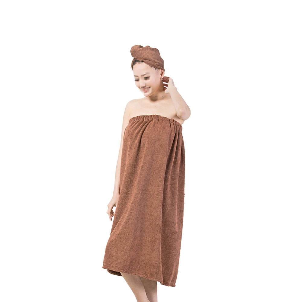 Women's Spa Wrap Robe Set Soft Cozy Absorbent Microfiber Bath Towel with Drying Hair Hat Turban Cap