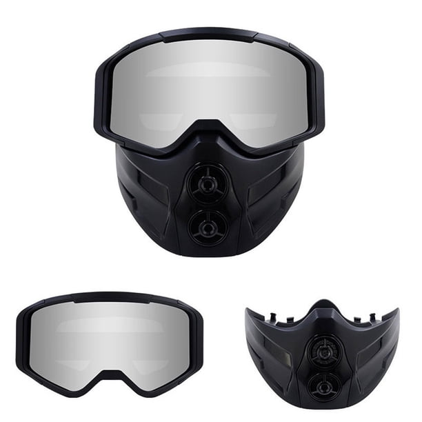 Máscara facial para motocicleta con parabrisas completo, cubierta para parabrisas, visor transparente, protección UV, antivaho, diseño plegable, marco de metal, para conducción en el desierto